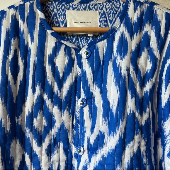 NWT Anthropologie Nora cobalt and white quilted ikat jacket size S - Picture 4 of 10